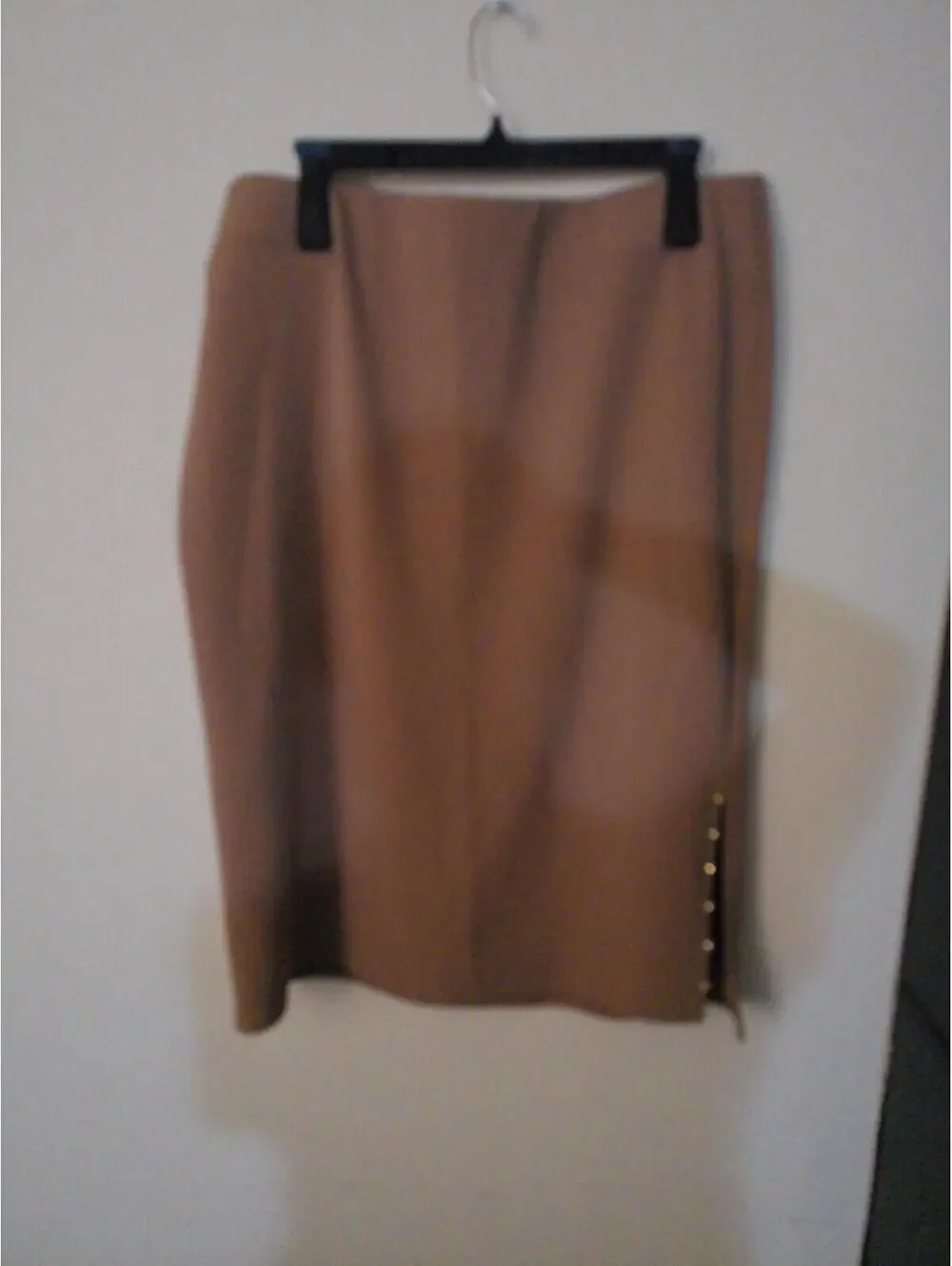 Messini Womens‎ Pencil Skirt XL Camel Brown Gold Side Button High Waist Work